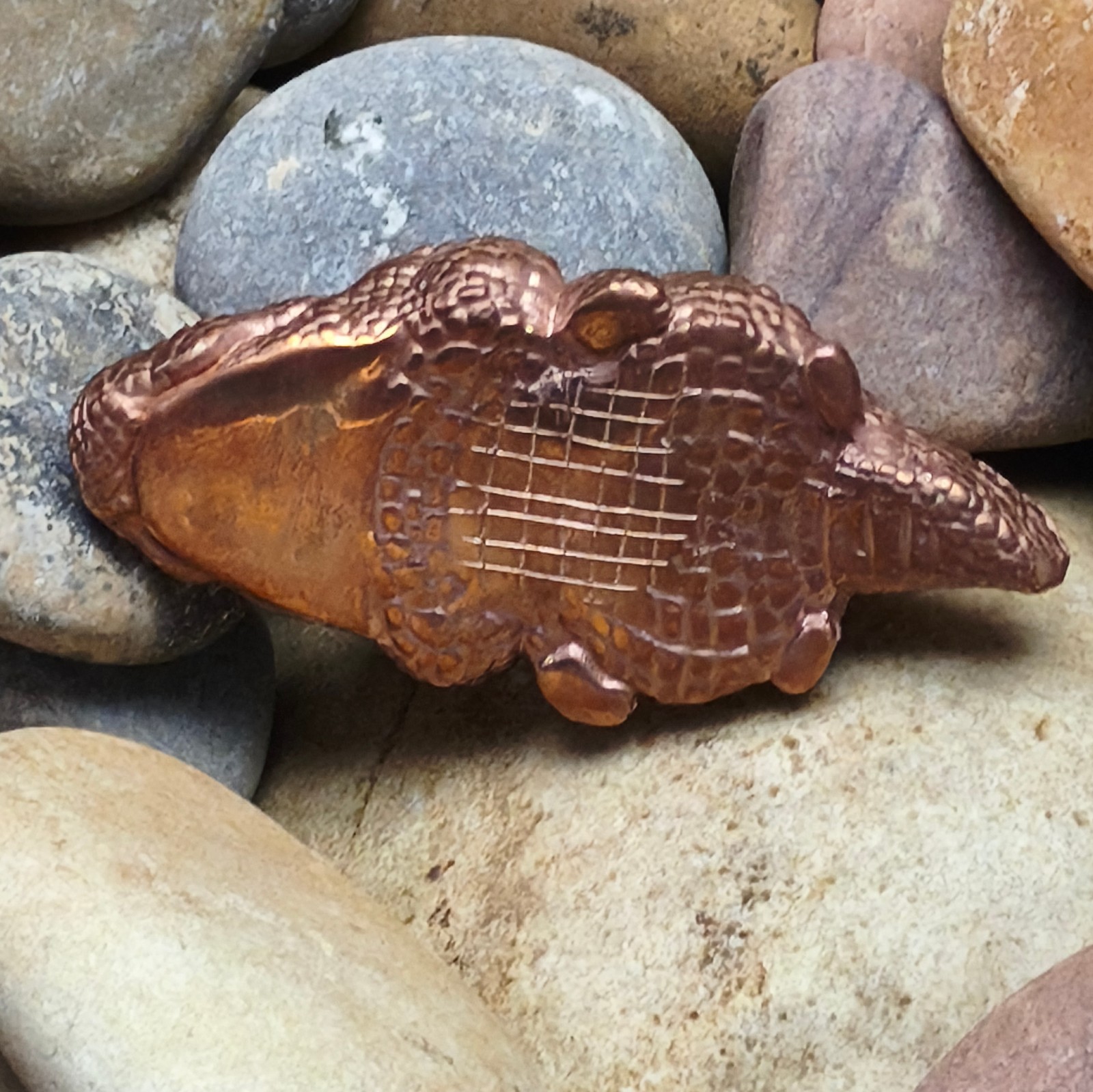 Purple copper Alligator Crocodile Gator ornament Solid handcraft statue reptile
