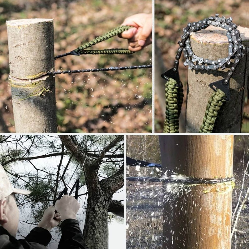 Sierra de Mano de Cadena y cuerda de Supervivencia para Camping