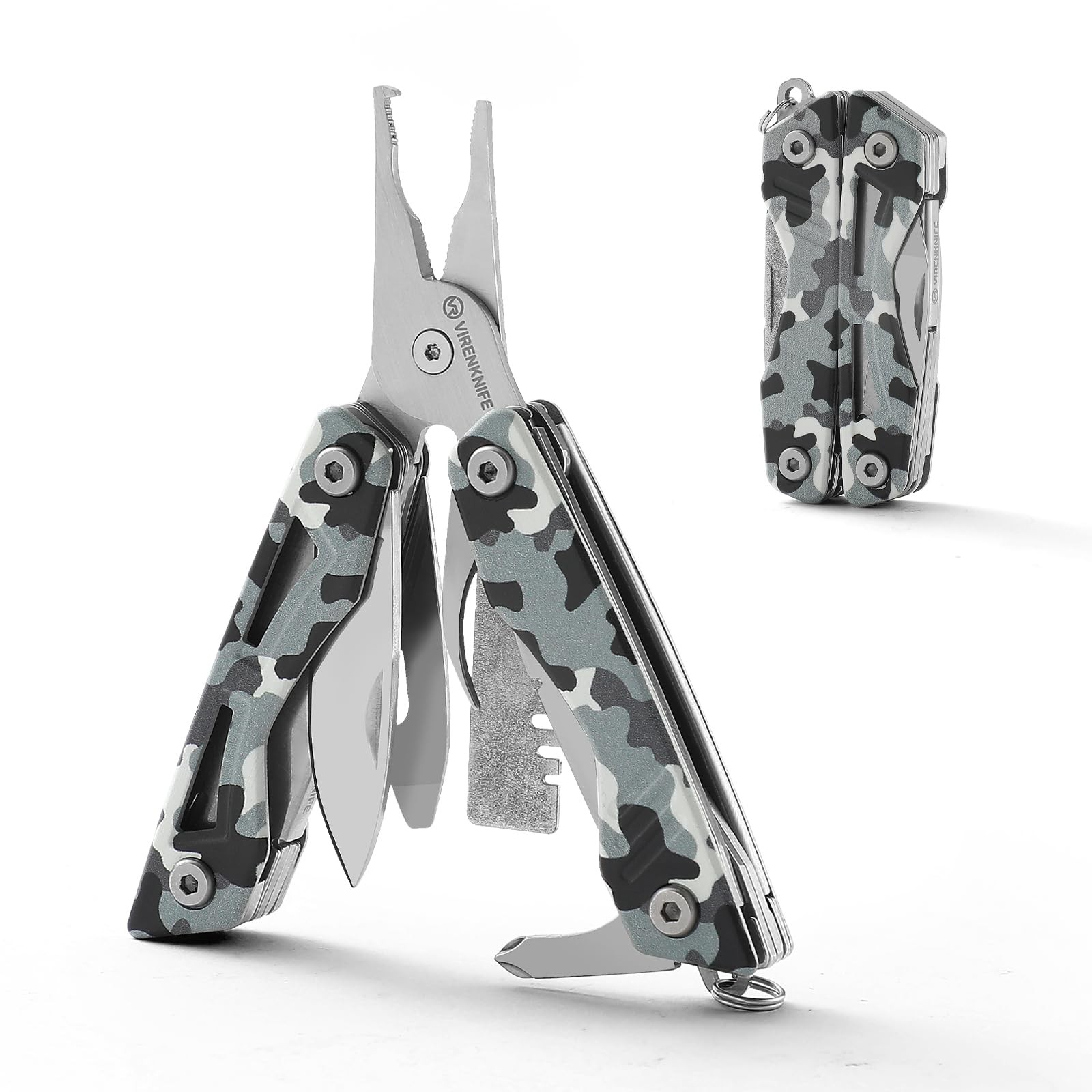 VIRENKNIFE Mini EDC Multitool,13-in-1 Stainless Steel Multi Tool Pliers with …
