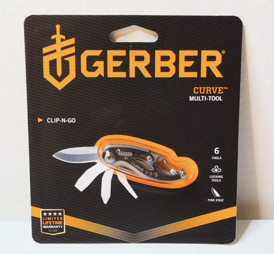 Gerber Curve Multi-Tool – 6-in-1 Screwdriver and Pocket Knife Set-Gray-NEW