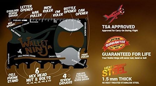 Authentic WALLET NINJA 18 Tools in 1 Flat Multi Tool, Fits in Wallet