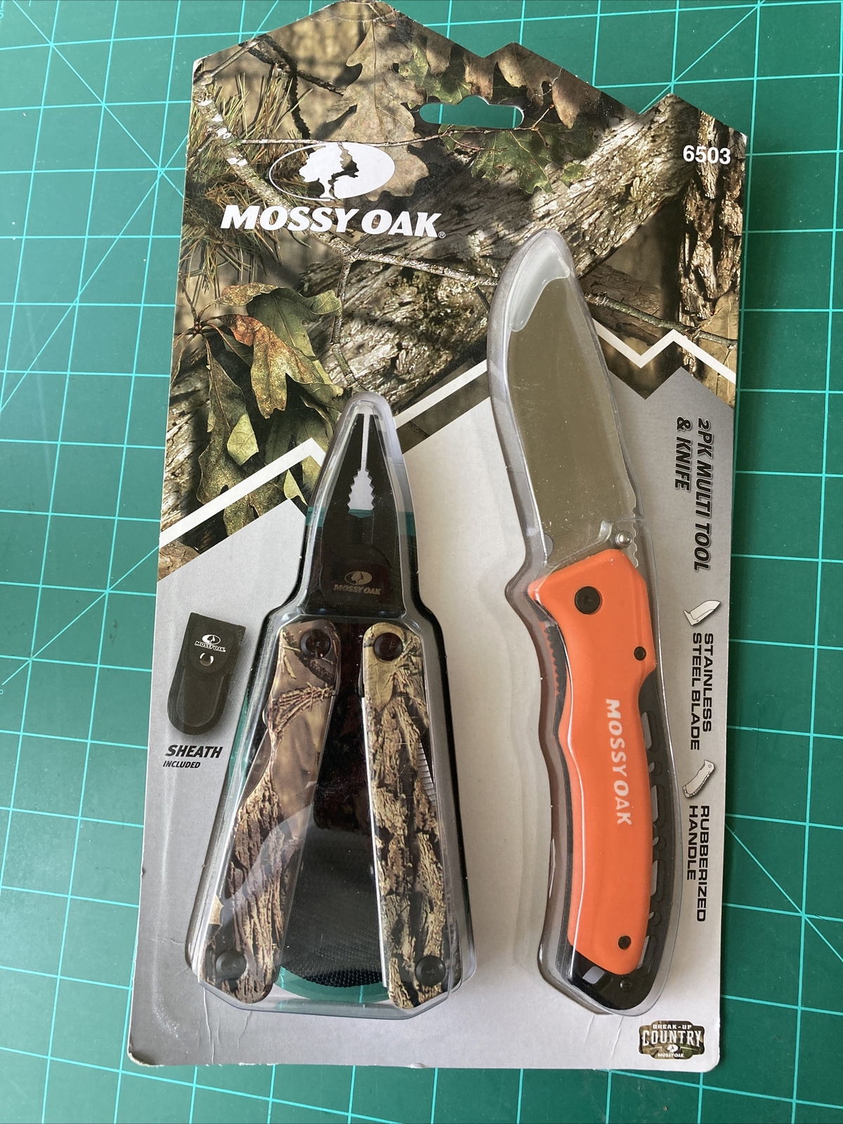New Mossy Oak 2 Pack Multi Tool & Knife Set Stainless Steel Blade Seath Included