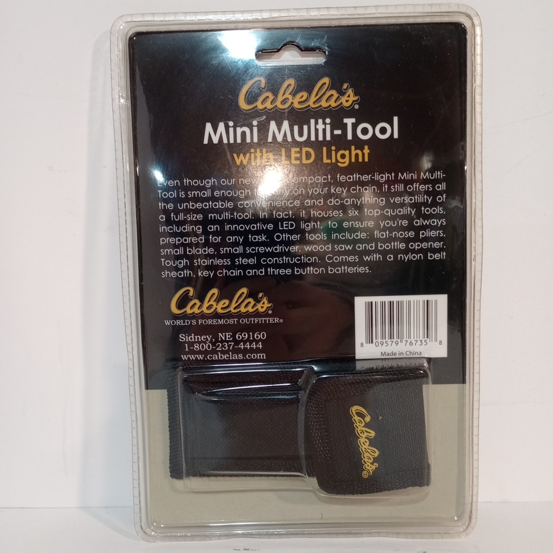 Cabela’s Mini Multi-Tool LED Light & Nylon Pouch NOS #50018072 Green NIB