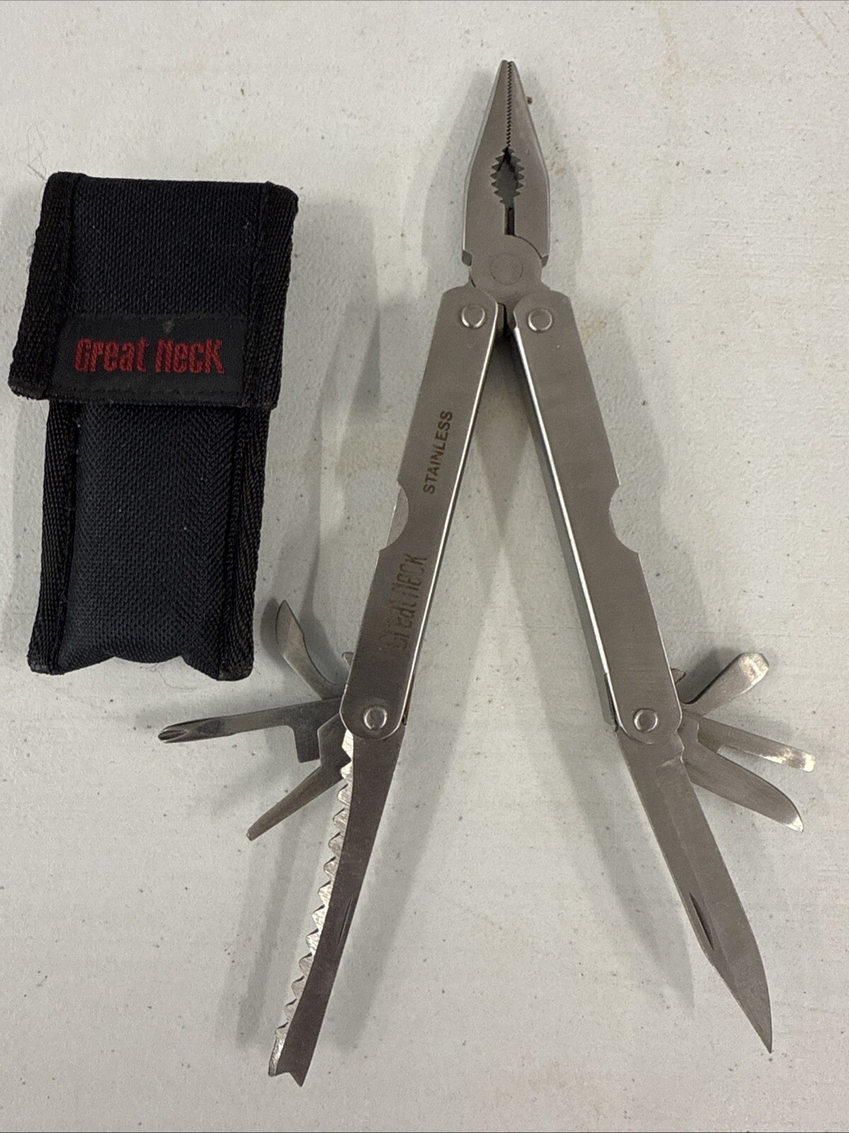 Great Neck 12000 Stainless Steel 12 In 1 Multi Tool Pliers Knife Screwdrivers