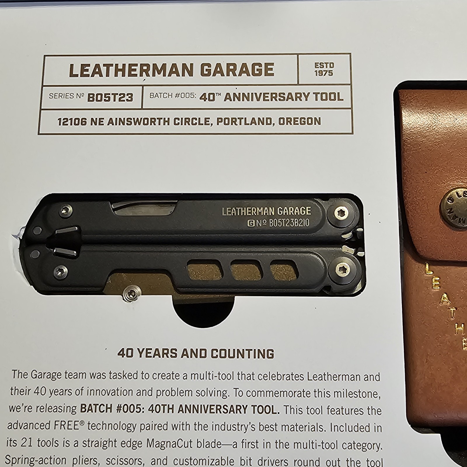 Gray Leatherman Garage Batch #005 40th Anniversary Tool Limited Rare – Brand New