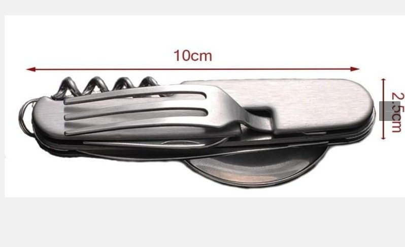 7-In-1 Stainless Steel Multi Function Camping Tool Utensils Knife Spoon Opener