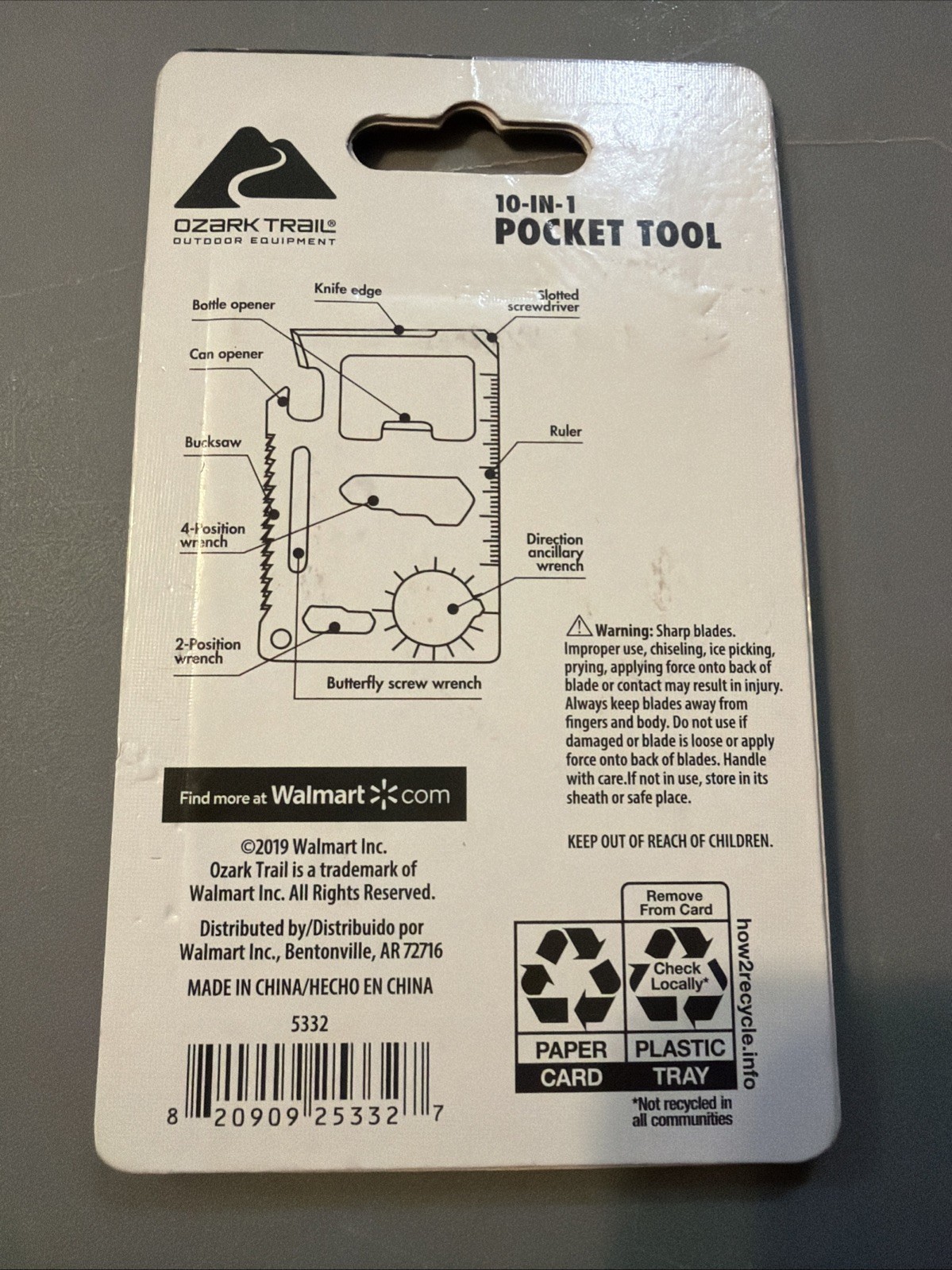 Ozark Trail Outdoor Equipment 10 In 1 Pocket Tool, knife edge, screwdriver, etc.