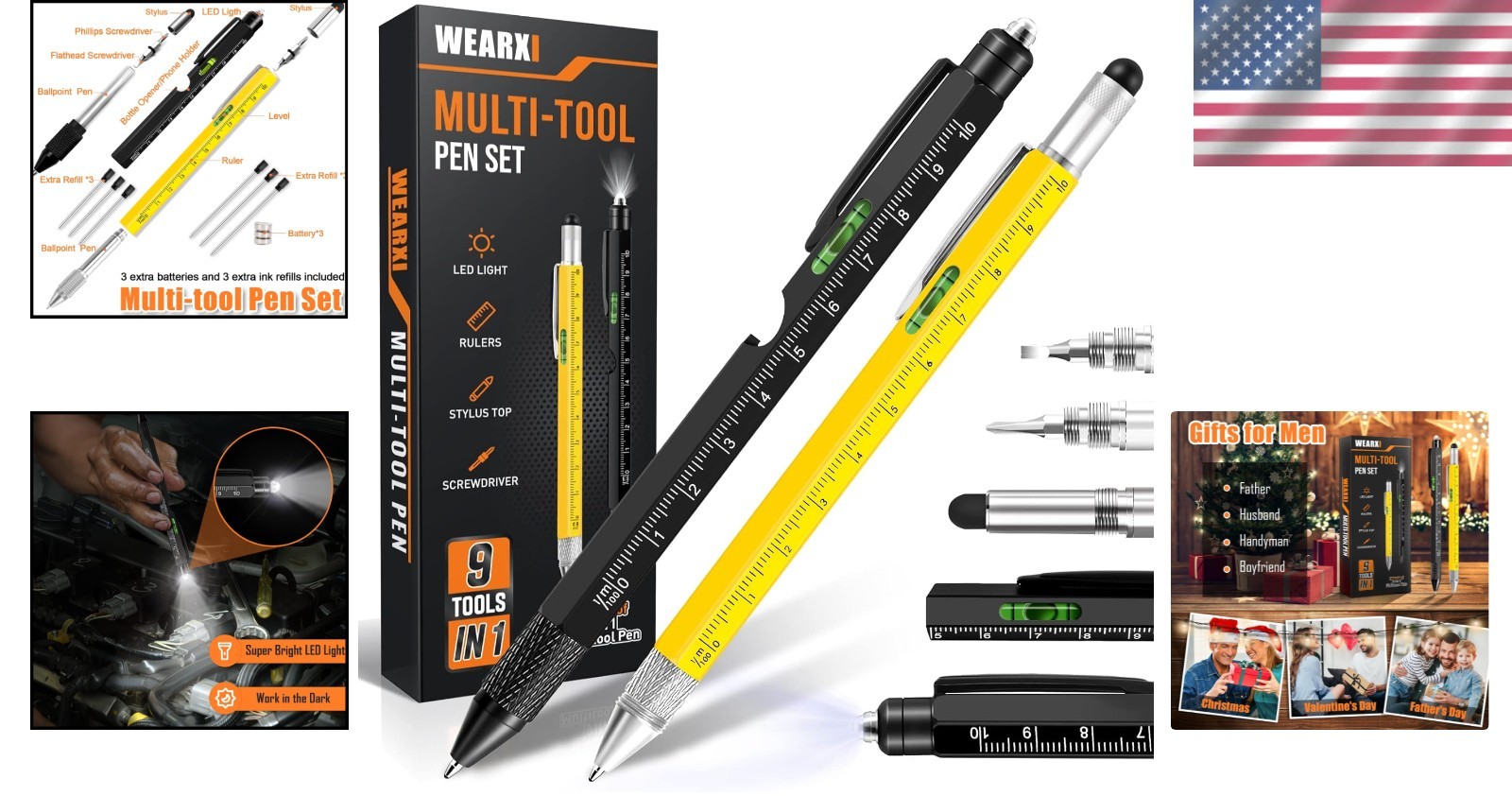 Multifunctional 9-in-1 Pen for Men – Perfect Holiday Gift in Elegant Packaging
