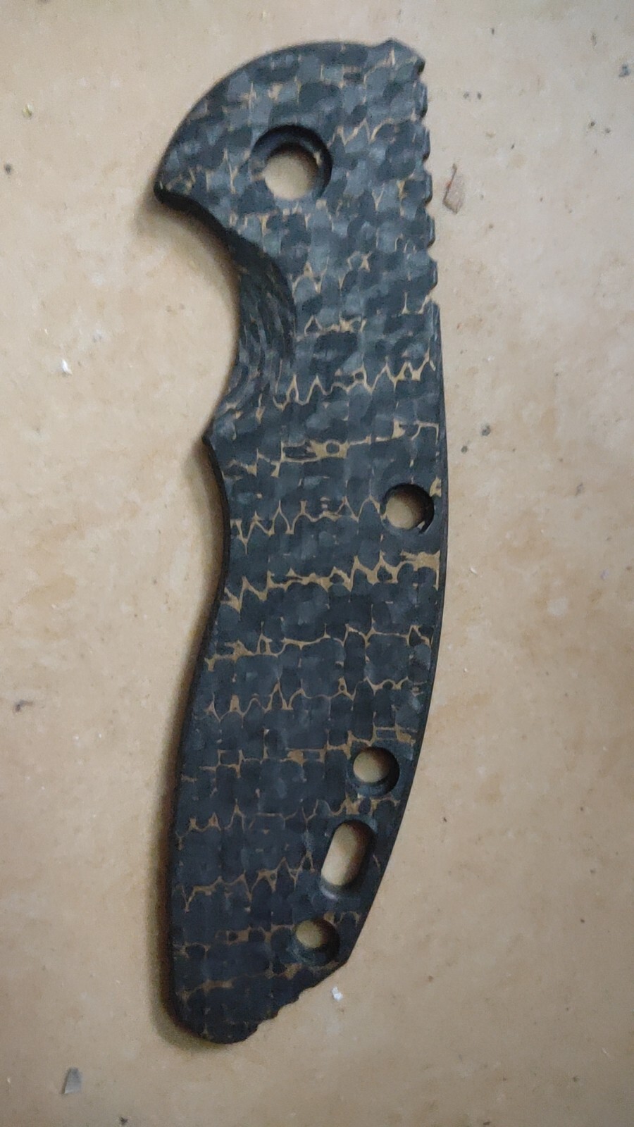 Colored Carbon Fiber Patch for Rick Hinderer XM18 3.5” Golden Thread Pattern
