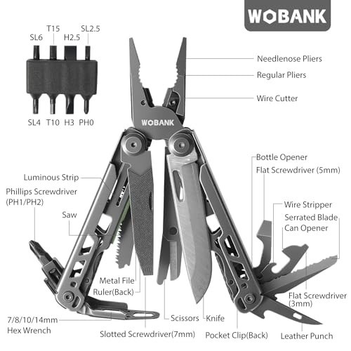 33-in-1 Stainless Steel Multitool Pliers, Damascus Pocket Knife & Nylon Sheath f