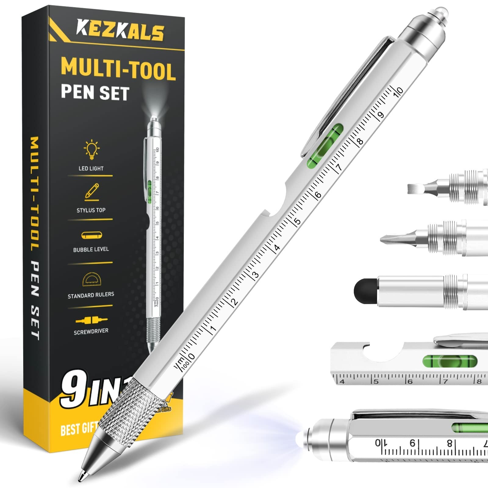 KEZKALS Gifts for Men, 9 in 1 Multitool Pen, Birthday Gifts for Men, Mens Gif…