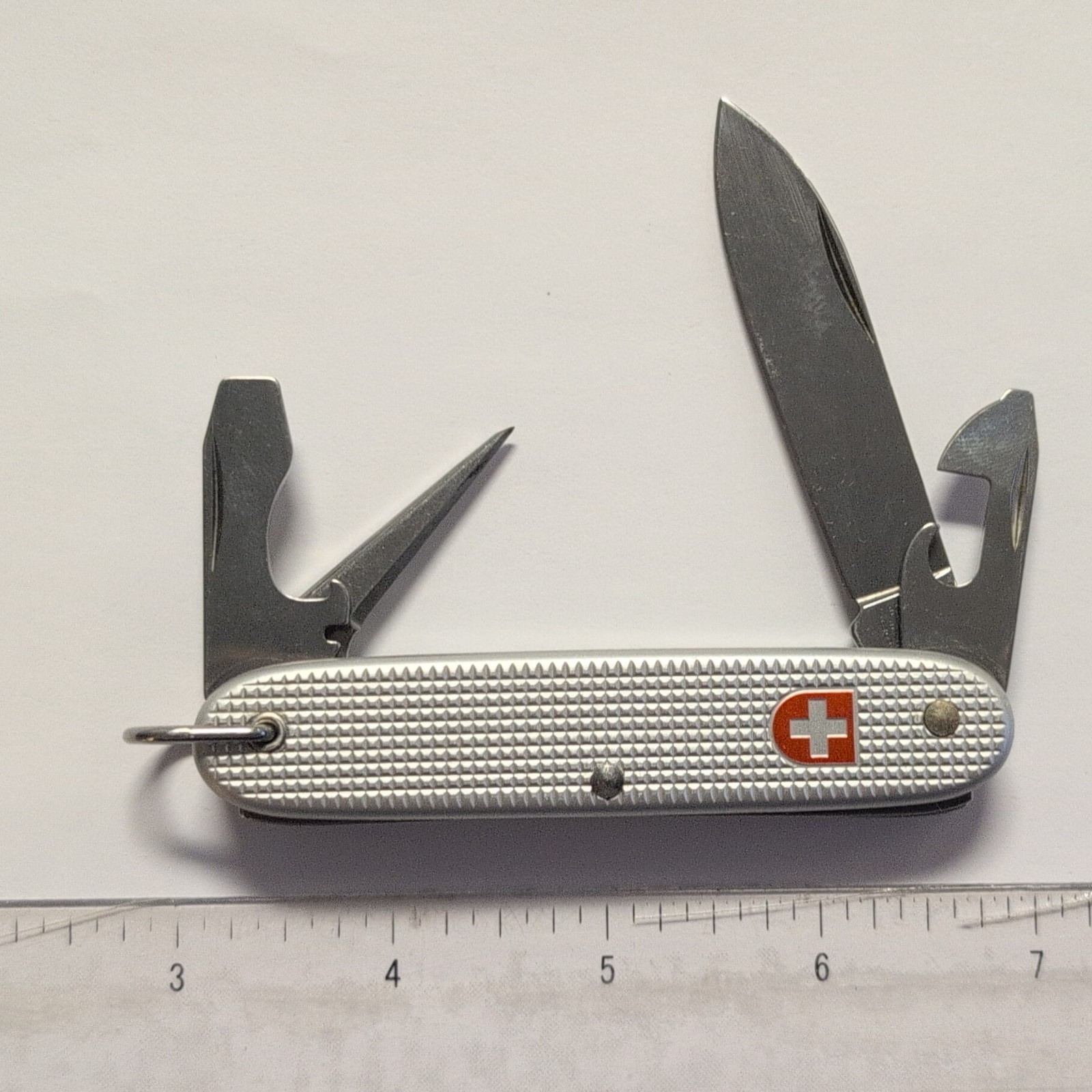 Silver Swiss Army Knife Multi-Tool Knife Bottle/Can Opener Lanyard