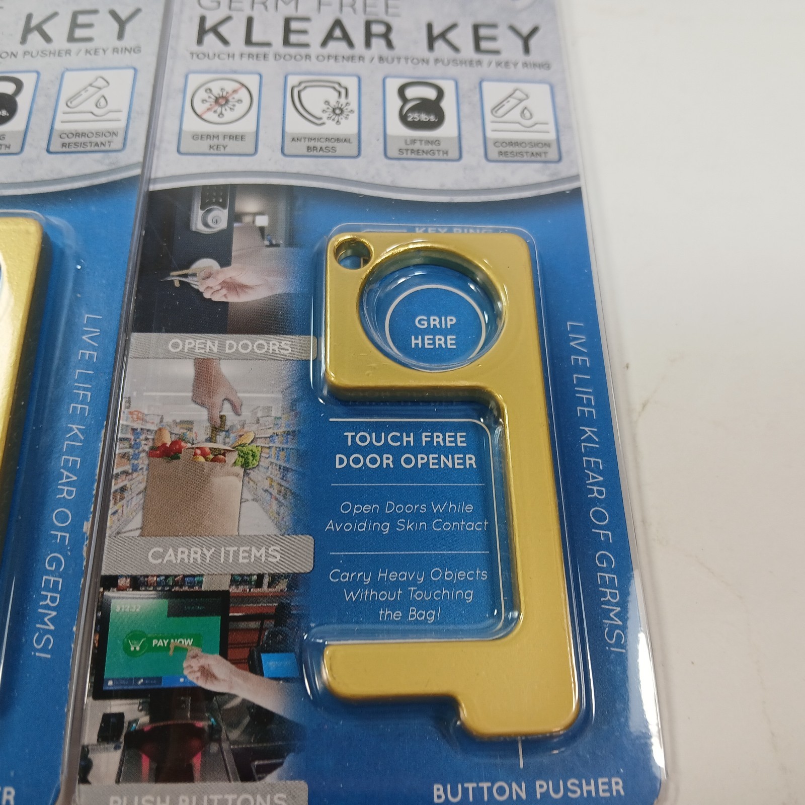 Lot of 5x Germ Virus Free NO TOUCH Hands-Free Door Opener Key Chains Metal