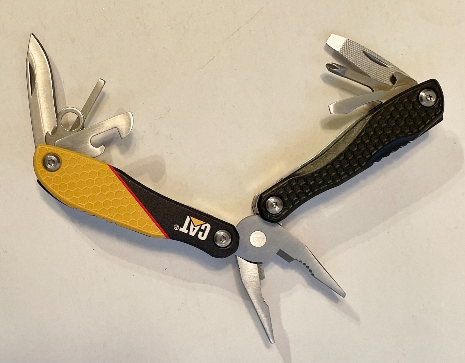 CAT 3pc Multi Tool with Knife, Pliers, Mini Tool Key /Chain with LED Light plus