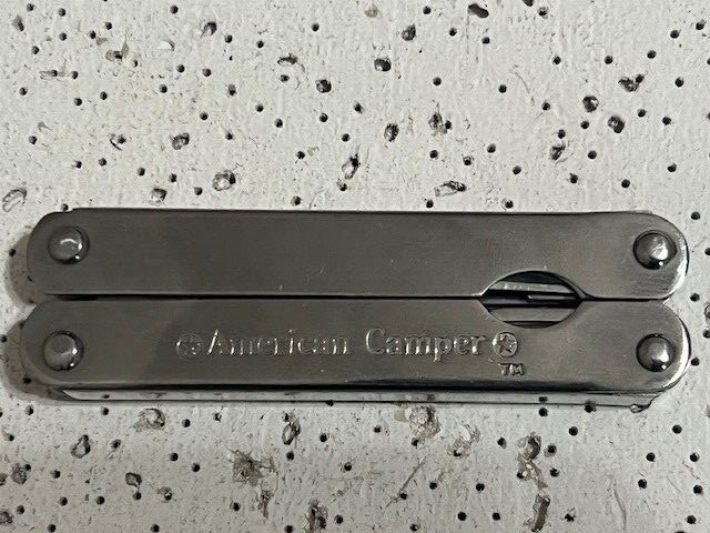 Vintage American Camper Stainless Steel Multi-Tool Pliers With Brown Sheath —