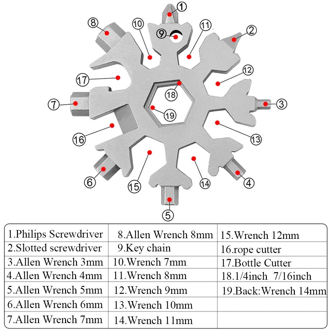 19 In 1 Incredible Tool Easy N Genius Fex 18in1 Stainless Steel Snowflakes Multi