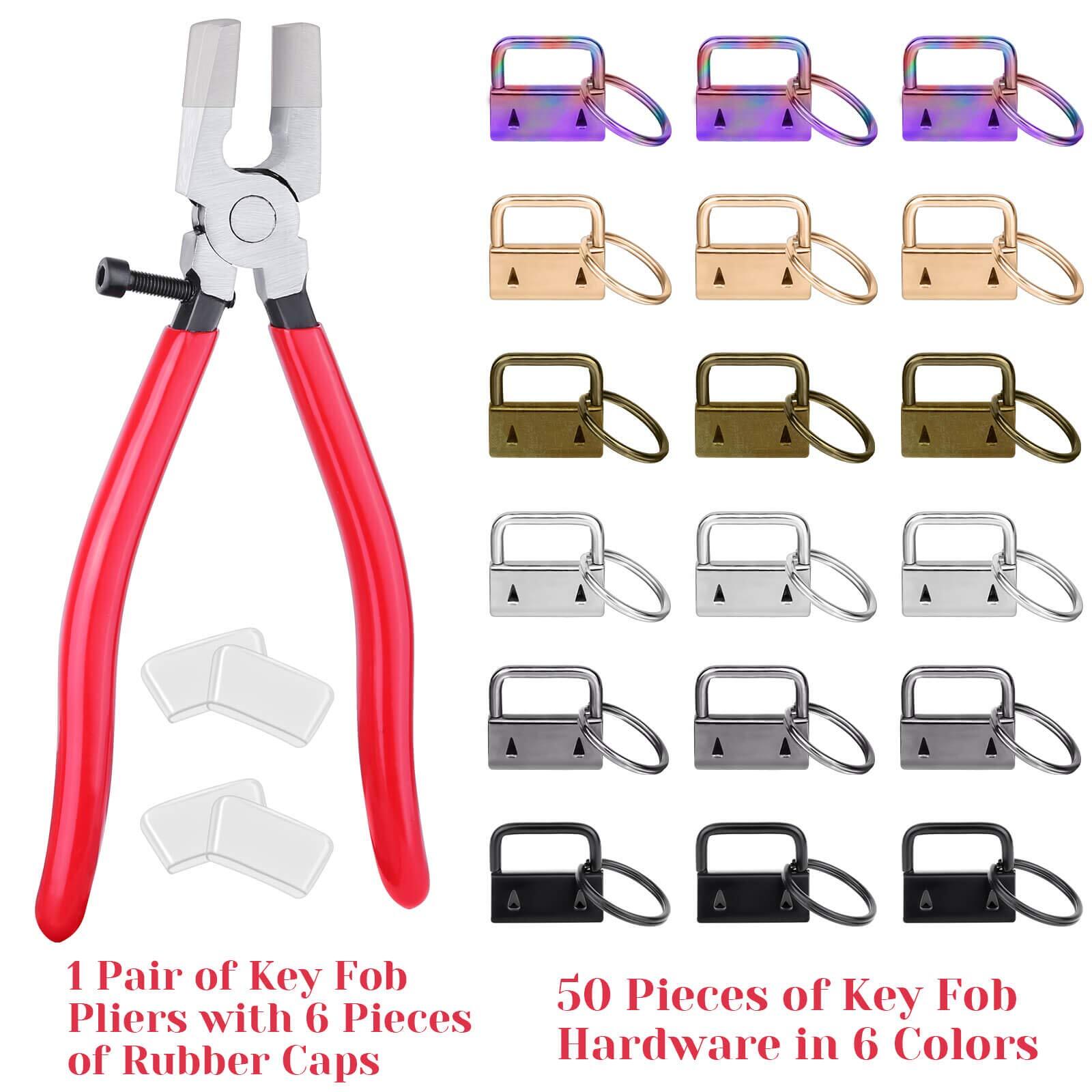 50 Key Fob Sets 1″ – Lanyard Hardware & Pliers Tool Included