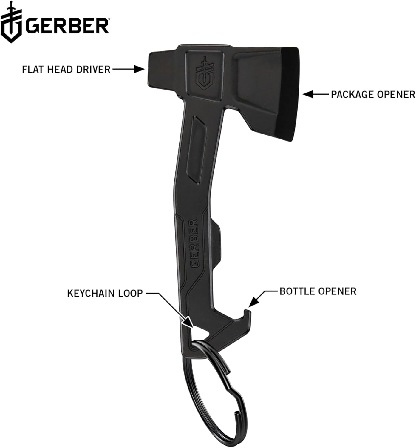 Gerber Gear Hatchet Keychain 3-In-1 Multitool, Clips to Pocket or Keychain with