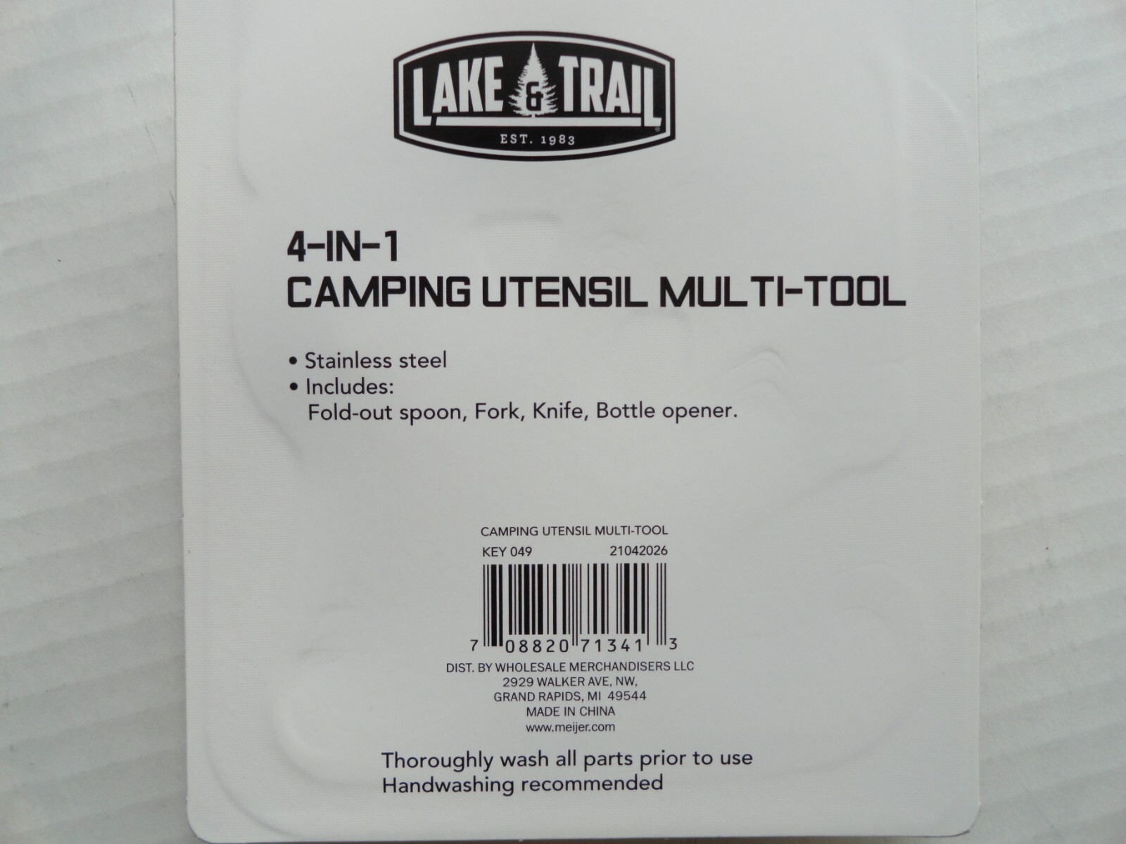 LAKE & TRAIL 4-IN-1 CAMPING UTENSIL MULTI TOOL Stainless Steel