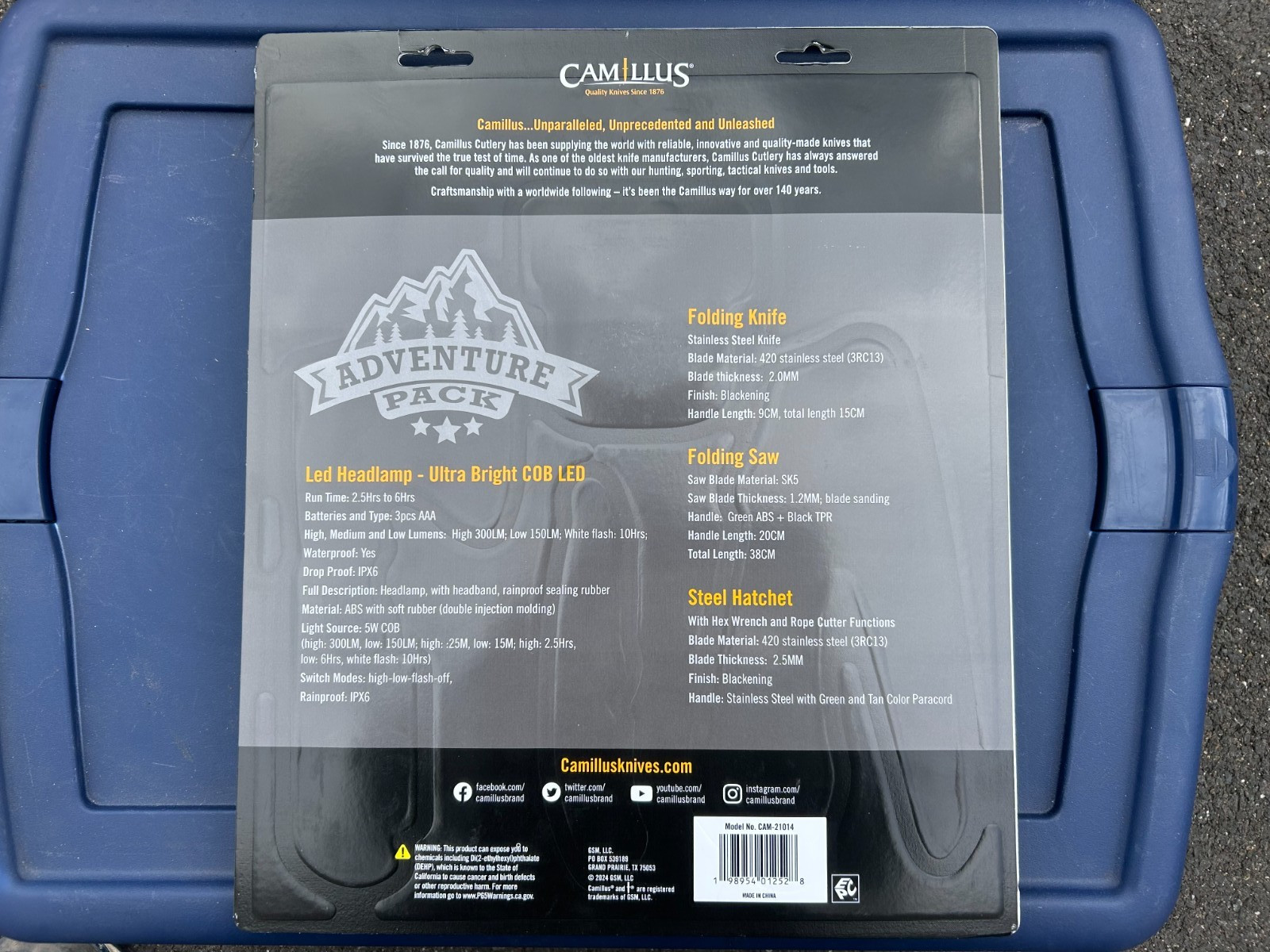 4 Piece Camping Tool Set CAMILLUS Adventure Pack