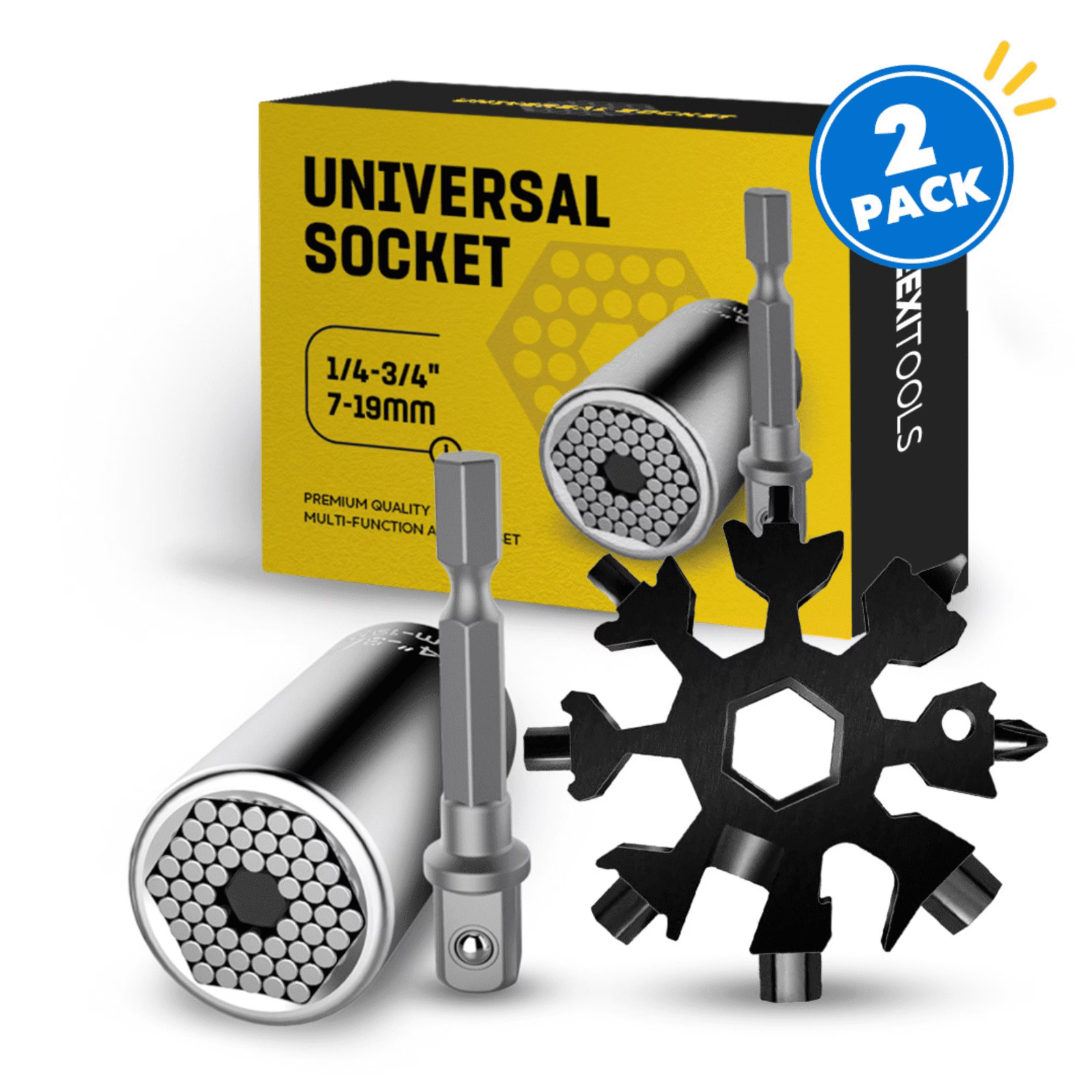 Universal Socket + Snowflake Multitool Gifts for Men Dad – 2 Pack, Socket Set