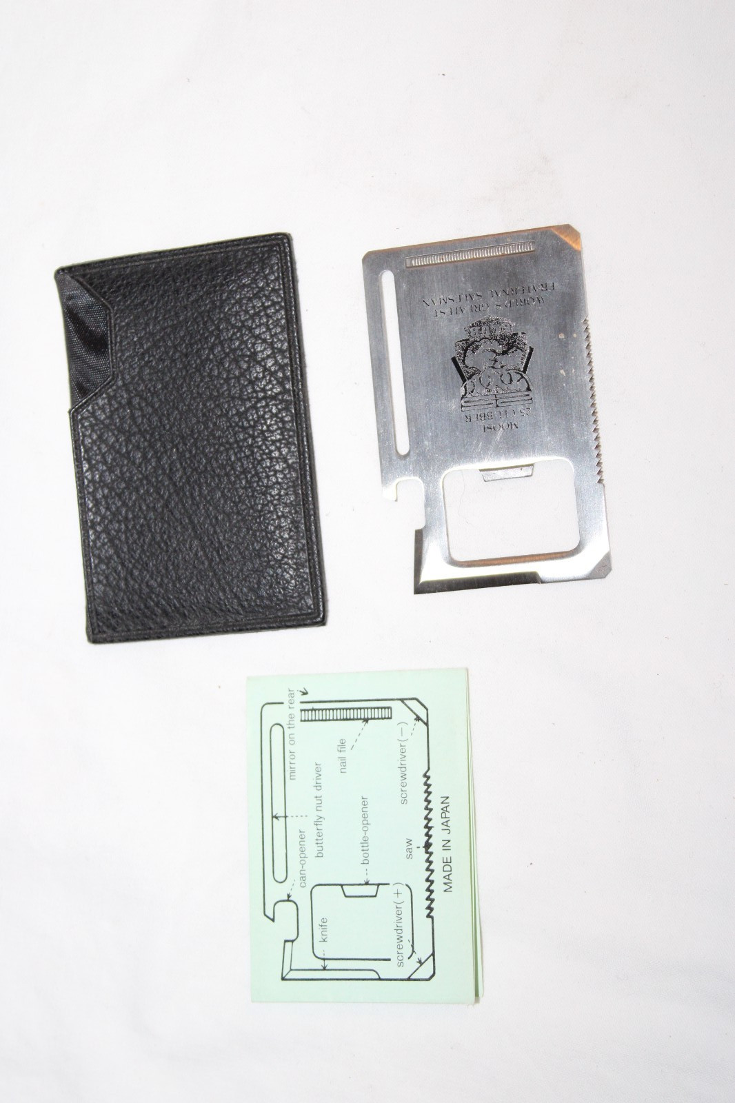 Stainless Steel Utility Tool Blade w/Leather Pouch Moose Award 25 Clubber