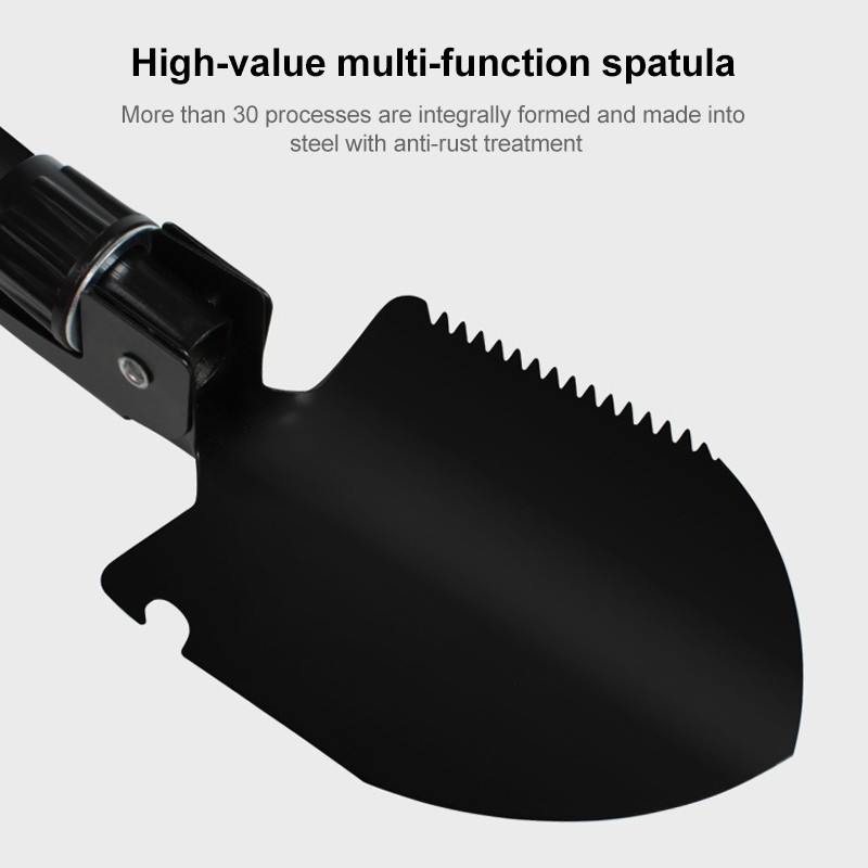 Pala plegable portátil multifunción para acampar, pala de supervivencia (negro)