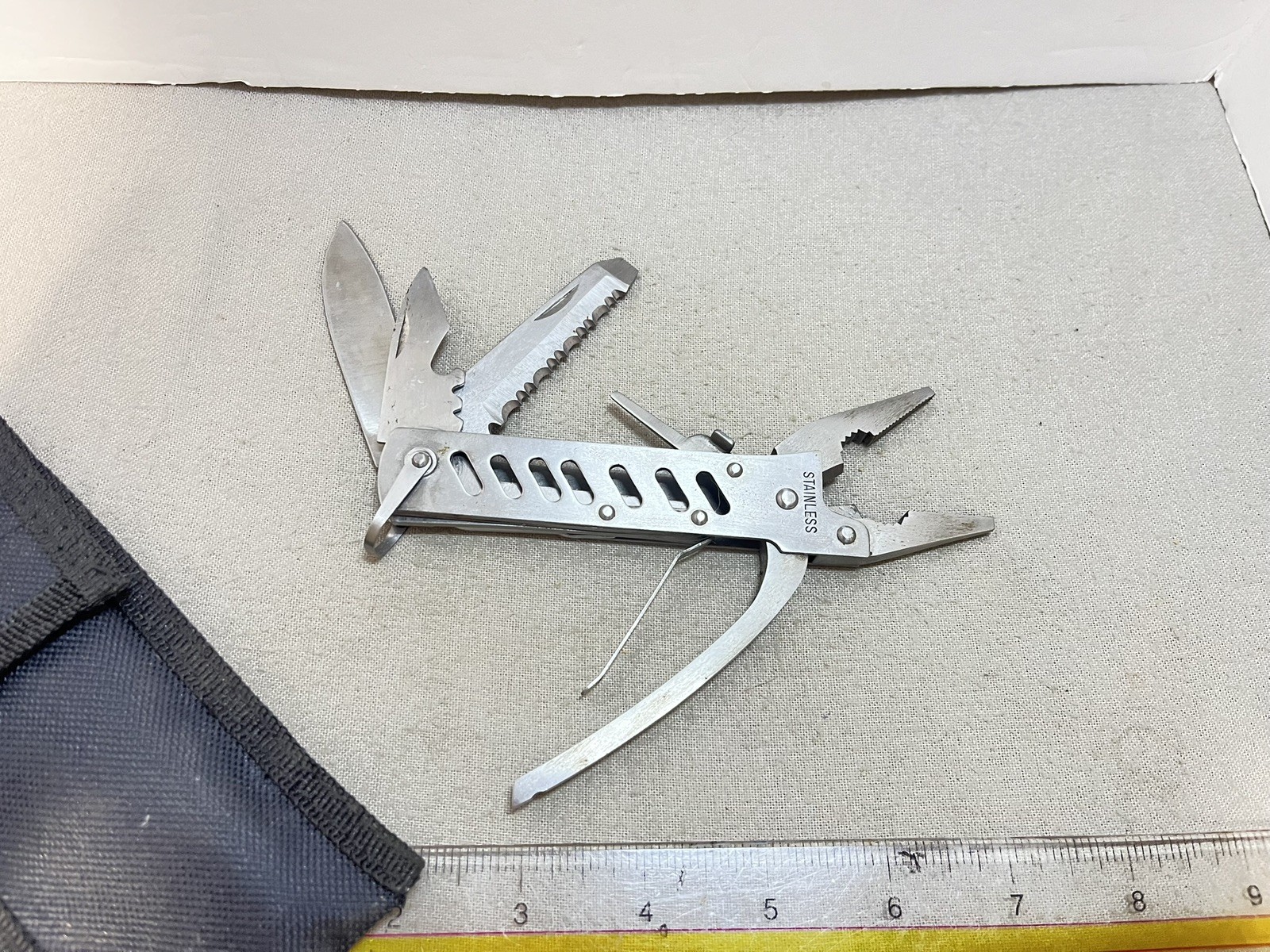 Stainless Steel Multi Fishing Tool With Case Knife Pliers More