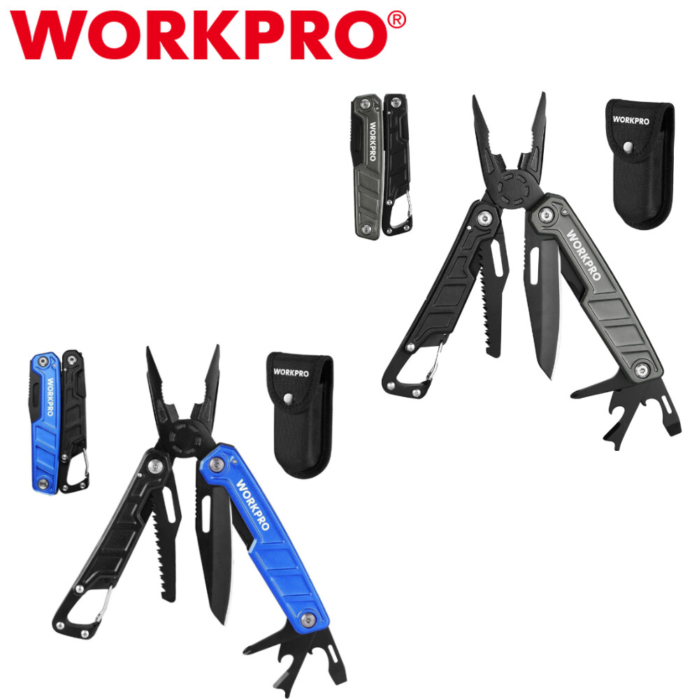 WORKPRO 11 in 1 Multitool with Sheath and Pocket Clip EDC Safety Lock Metal USA