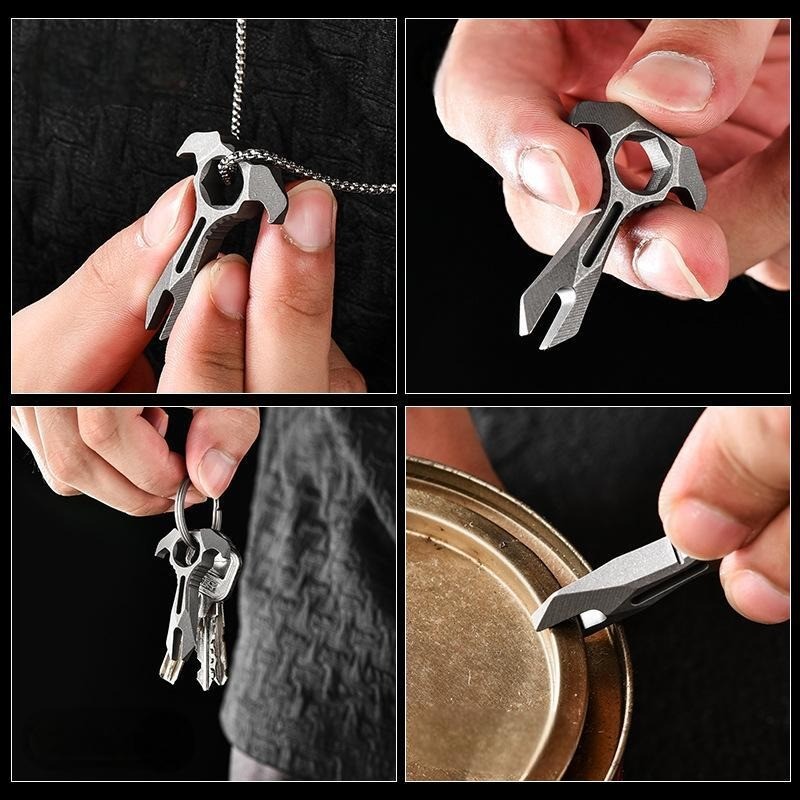 EDC Titanium Alloy Pry Bar Crowbar Wrench Can Opener Outdoor Portable Multi Tool