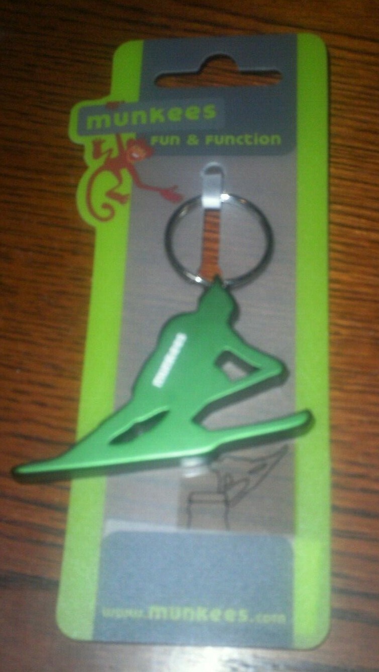 Munkees Carabiner Key Chain Function Camping Bottle Opener Downhill Skier Sports
