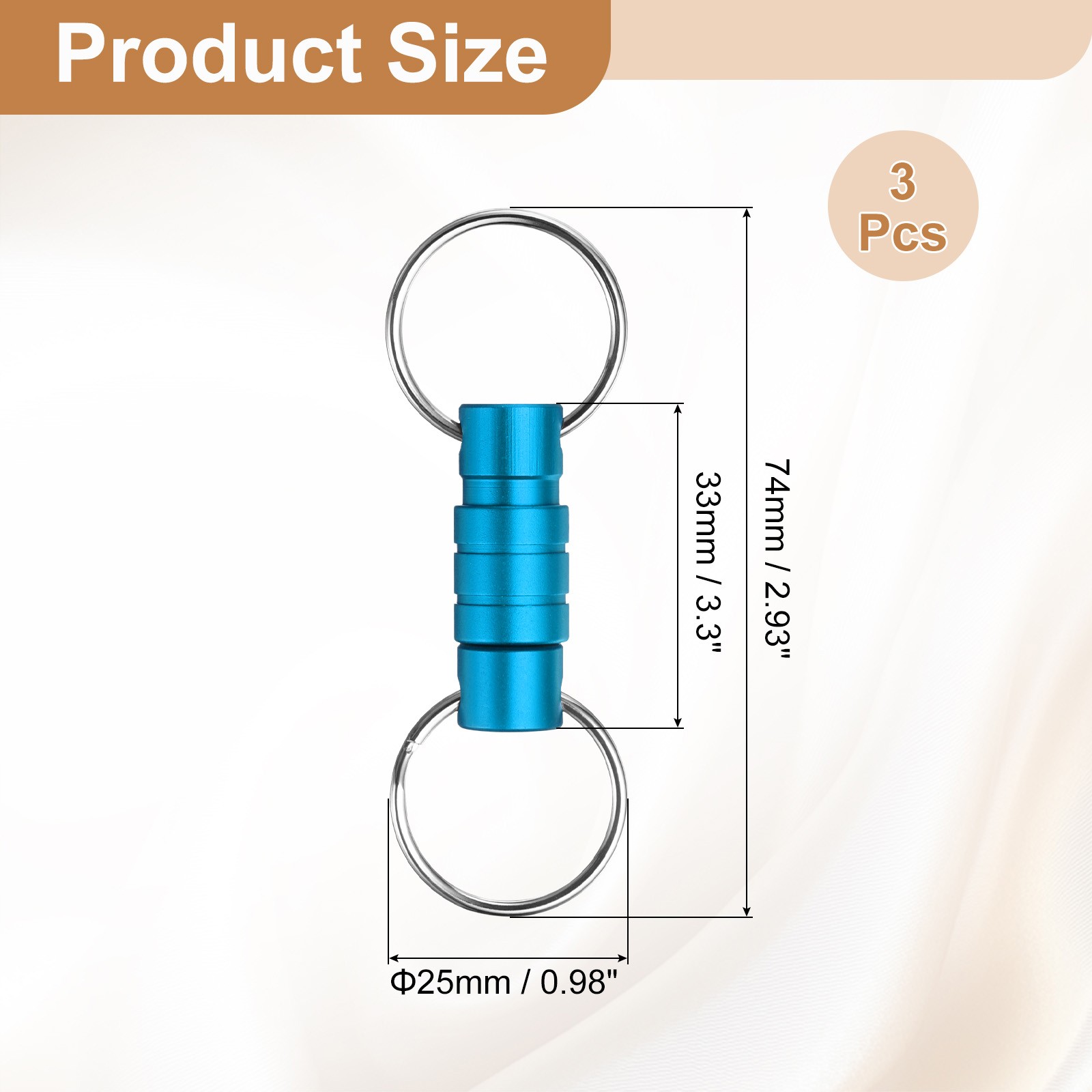 Quick Release Keychain, 3Pcs Detachable Pull Apart Key Rings Clip, Blue