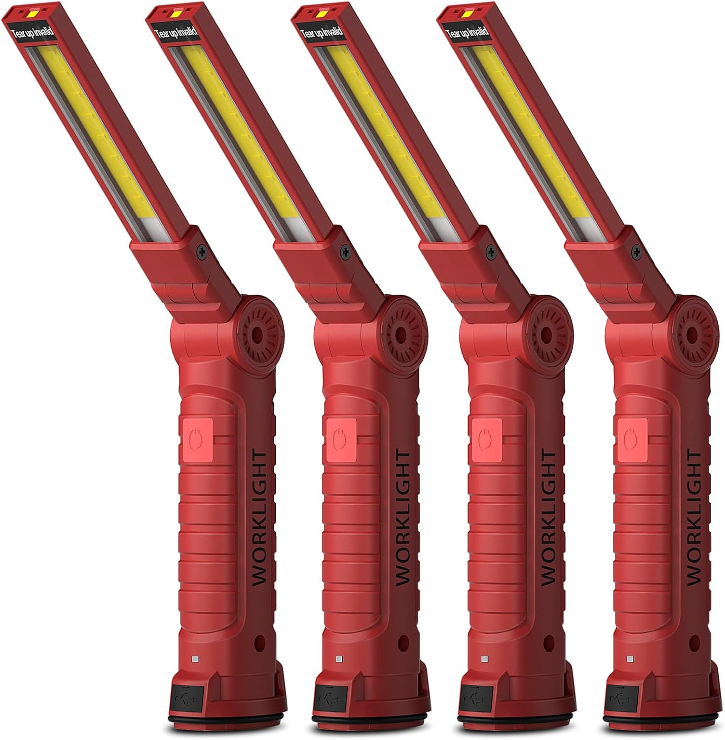 2 Pack Rechargeable LED Work Light Magnetic Flashlight with Hook USB C