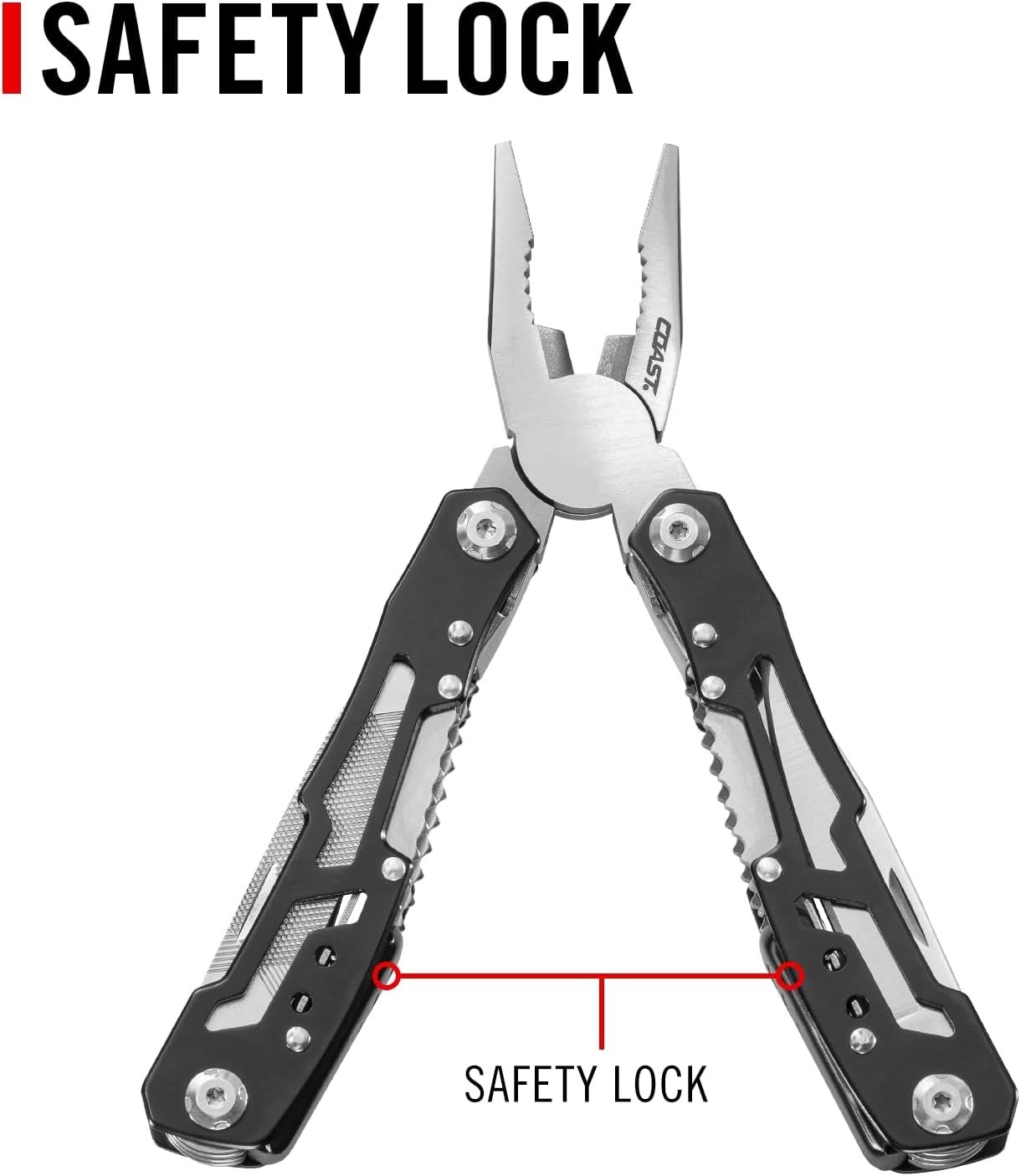 COAST CT220 11-in-1 Multi-Tool and Multi-Plier, Safety Lock, Wire Cutter , EDC