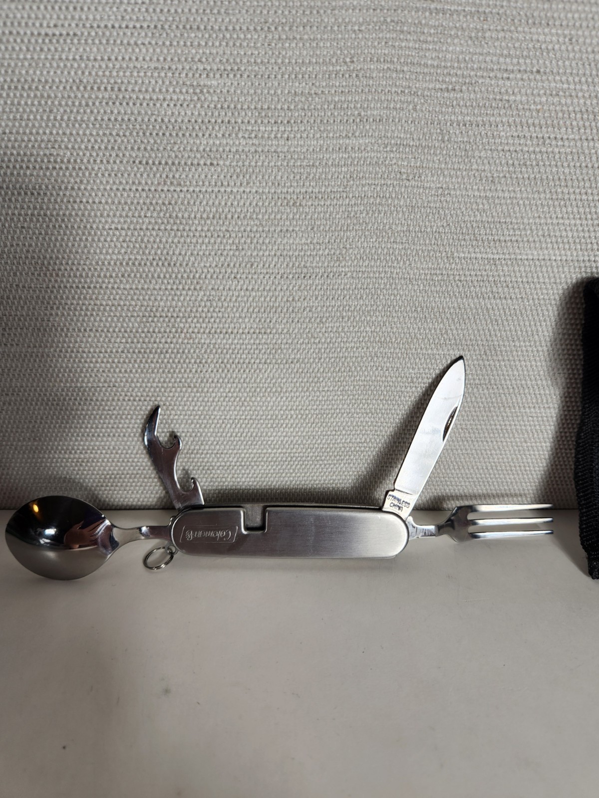 Vtg Coleman Camp Multi Tool Spoon Fork Knife Can Bottle Opener Stainless Steel