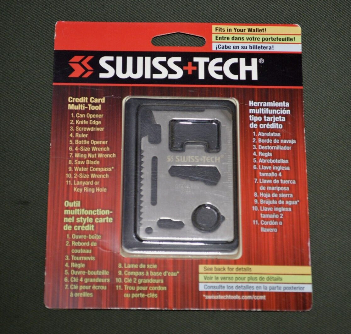 SWISS + TECH CREDIT CARD MULTI TOOL STAINLESS STEEL Survival NWT