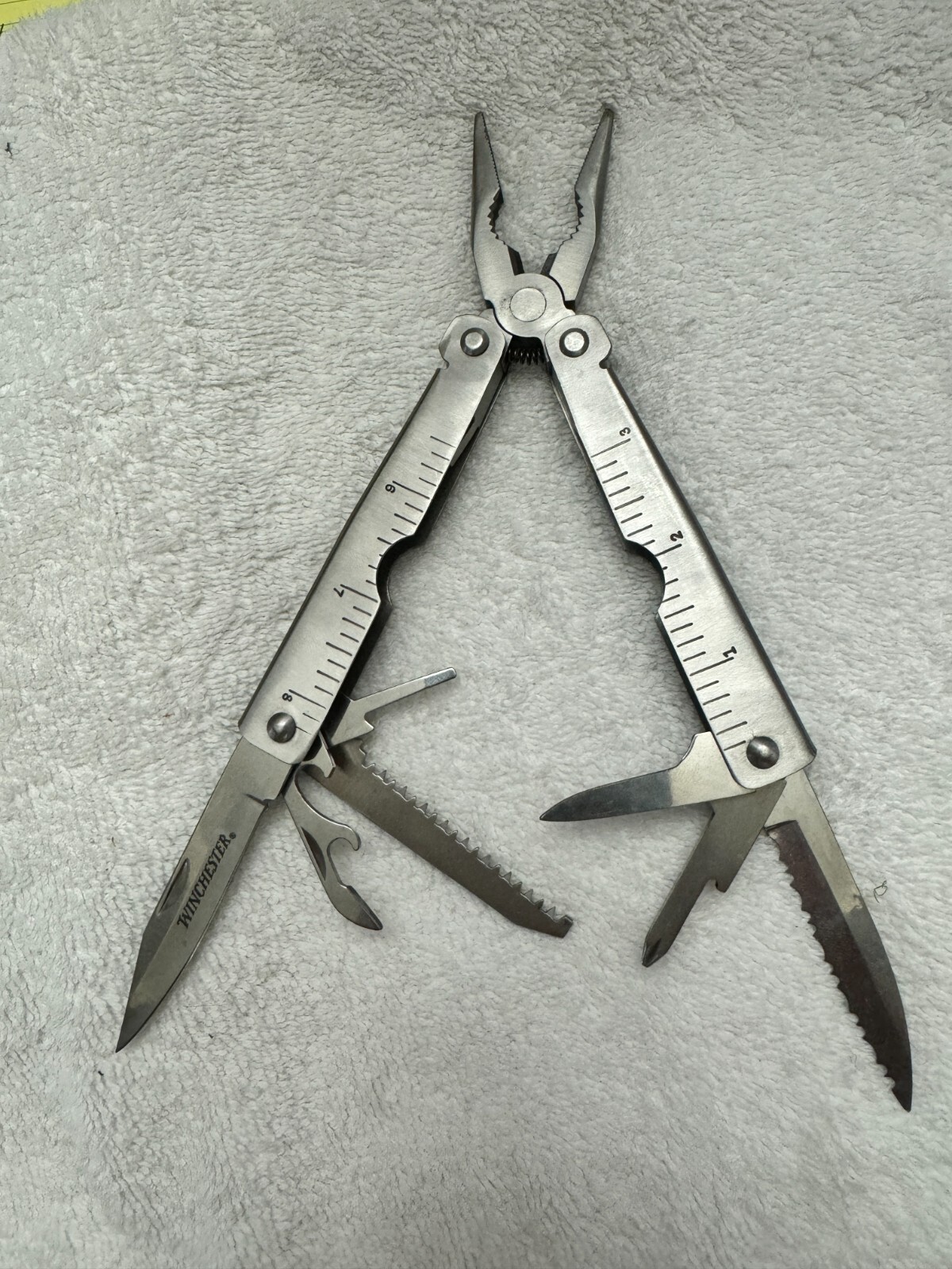 Winchester Multi Tool Black Grip Pliers Files Combination Blade Screw Driver