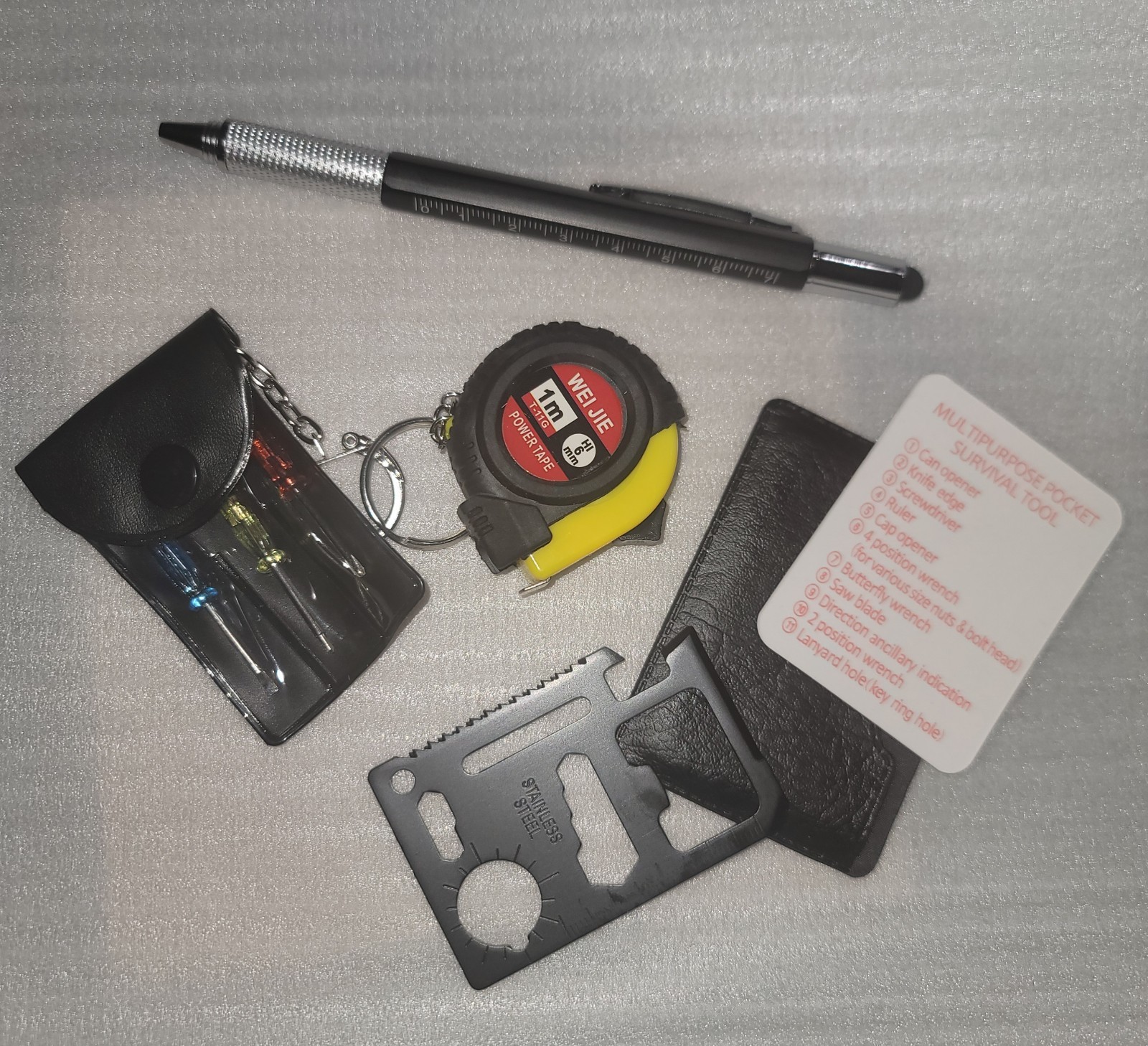 Lowe’s Mini Bucket Bundle Screwdriver Set, Tape Measure, 6-in-1 Pen & Card Tool