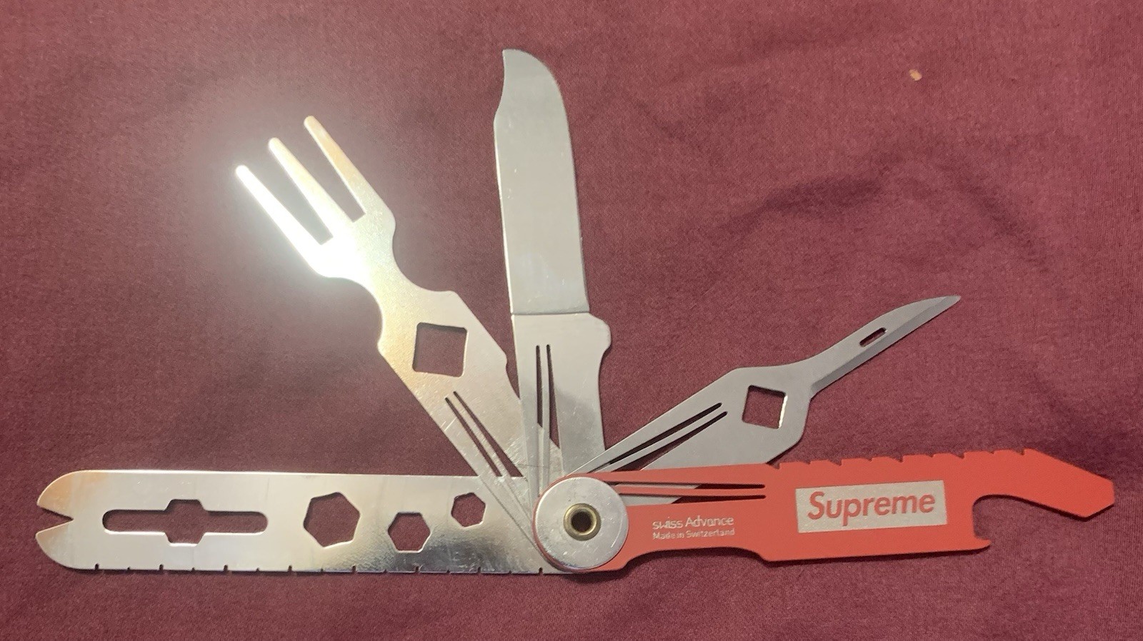 Supreme/Swiss Advance Crono N5 Pocket Knife Red