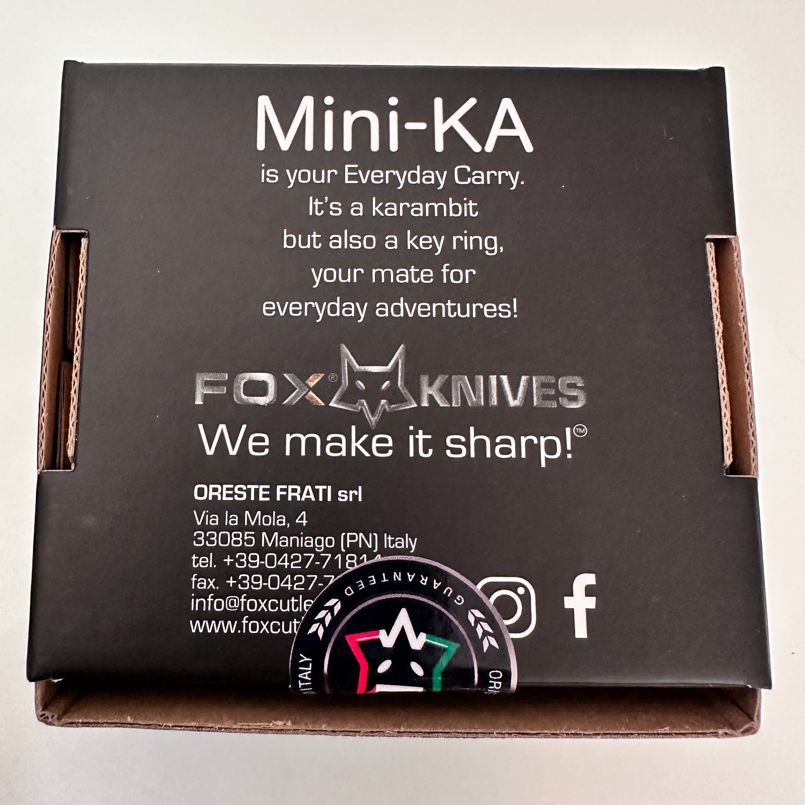 FOX KNIVES Mini-KA Folding FX-535 OB Knife 1″ Black Blade Orange Grip