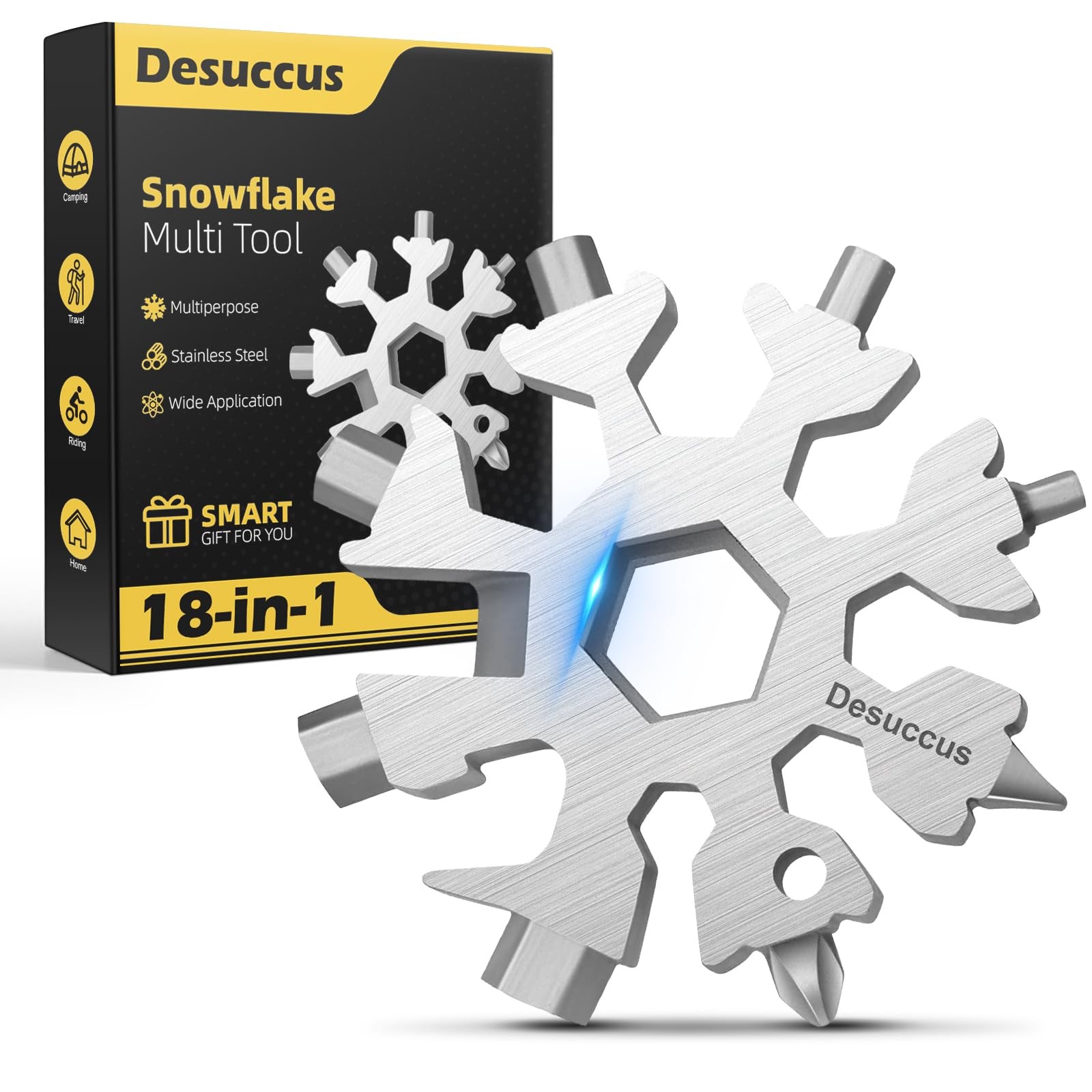18-in-1 Snowflake Multi Tool: Stainless Steel Bottle Opener, Screwdriver, Wrench