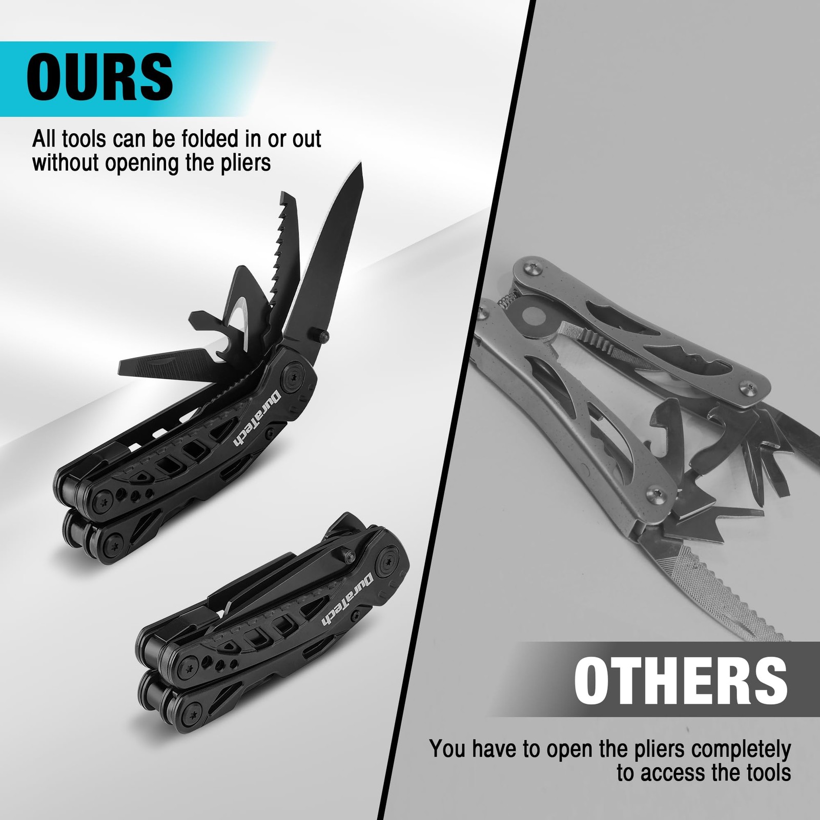 Multitool Knife, 13 in 1 Pocket Multitool, Multi Tool with 3″ Large Blade, Safe