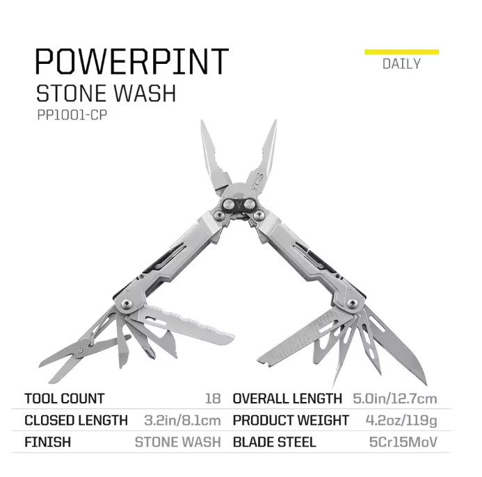 SOG PowerPint 18-in-1 Tactical Multi-Tool with Folding Pliers & Knife – Compact