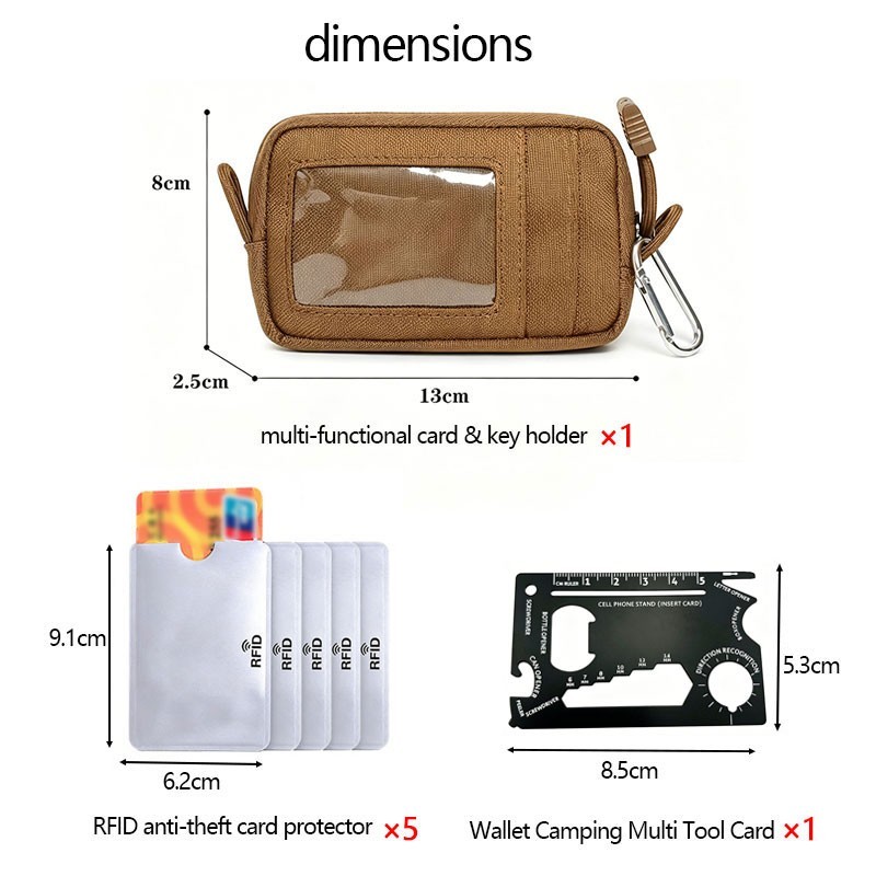 Waist Pouch + 5 anti-theft credit card cases + Multi-functional tool card