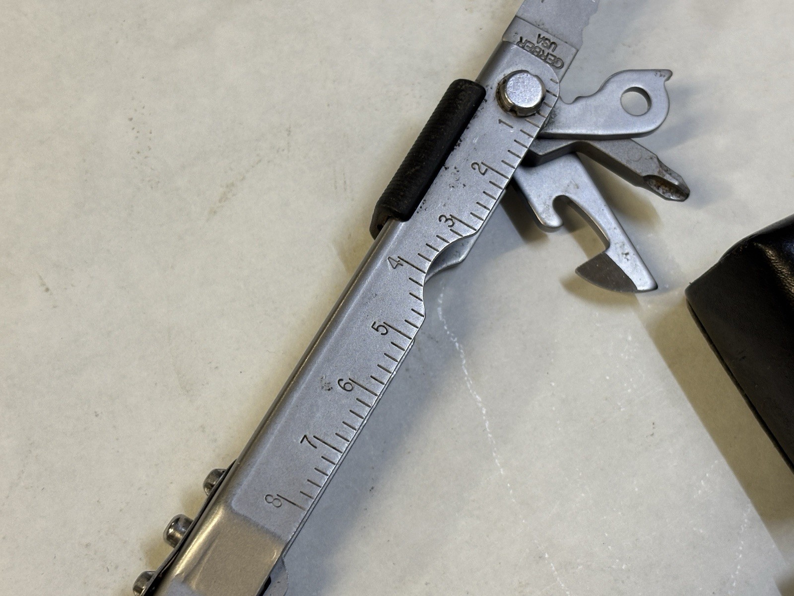 Vintage GERBER Blunt Nose Plier With LEATHER Sheath 9-way Multi-Tool USA