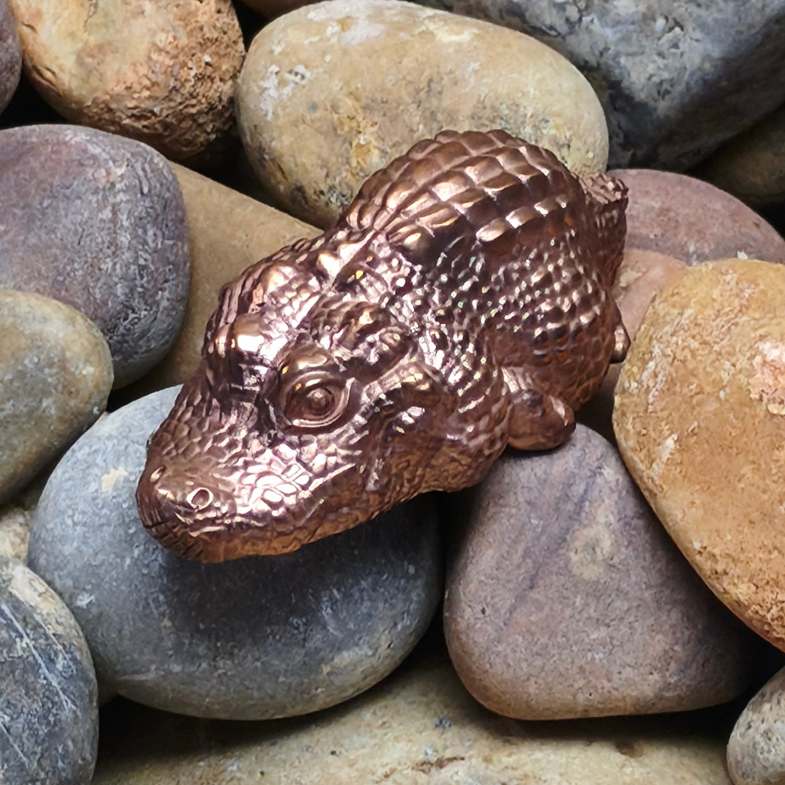 Purple copper Alligator Crocodile Gator ornament Solid handcraft statue reptile
