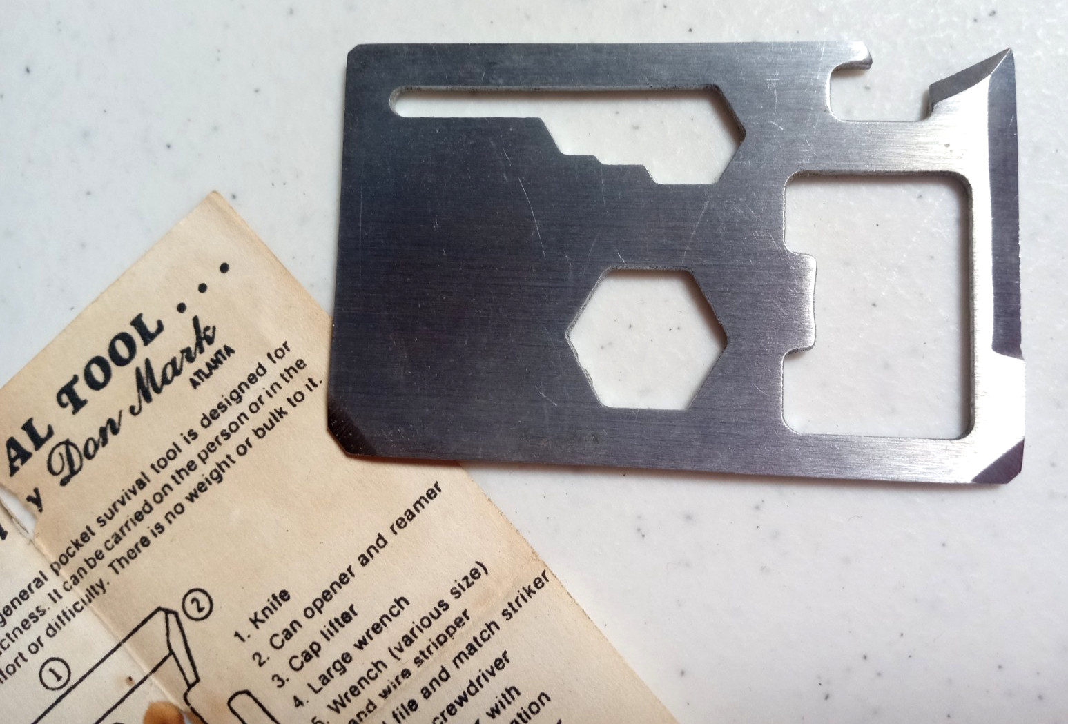 Don Mark THE SURVIVAL TOOL Stainless Steel, 9-in-one usage, instructions & case
