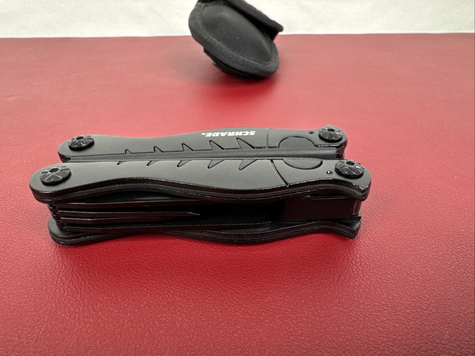 Black Schrade Tough Multi-Tool w 9 Tools + Nylon Carrying Belt Clip Case, EX