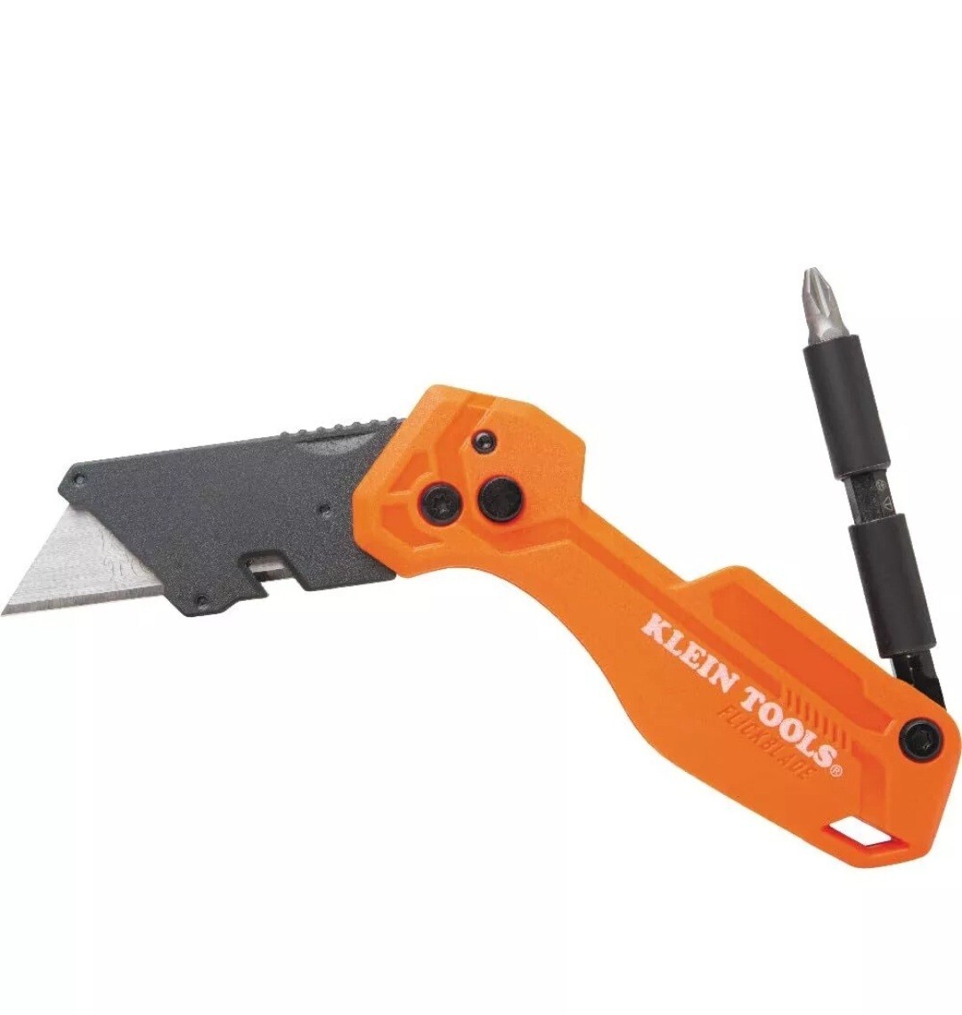 Klein Tools Folding Utility Knife with Driver Lock Blade Pocket Tool Orange