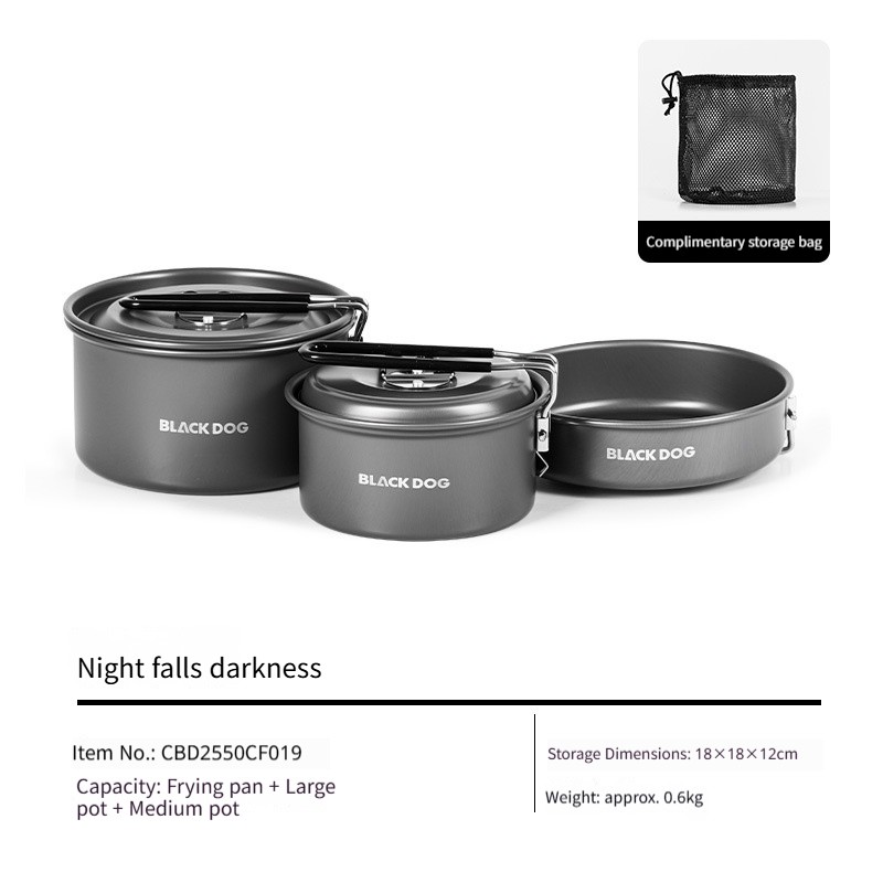 Outdoor aluminum alloy camping pot equipment, complete set of cooking utensils